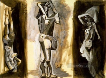  1942 Oil Painting - L aubade Trois femmes nues tude 1942 Cubism